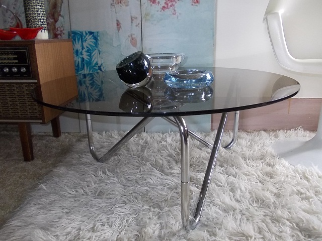 Smoked Glass and Chrome Coffee Table picture 1